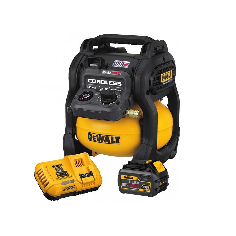 DEWALT FlexVolt 60V Max 2.5 Gallon Cordless Air Compressor Kit DEWALT FlexVolt 60V Max 2.5 Gallon Cordless Air Compressor Kit